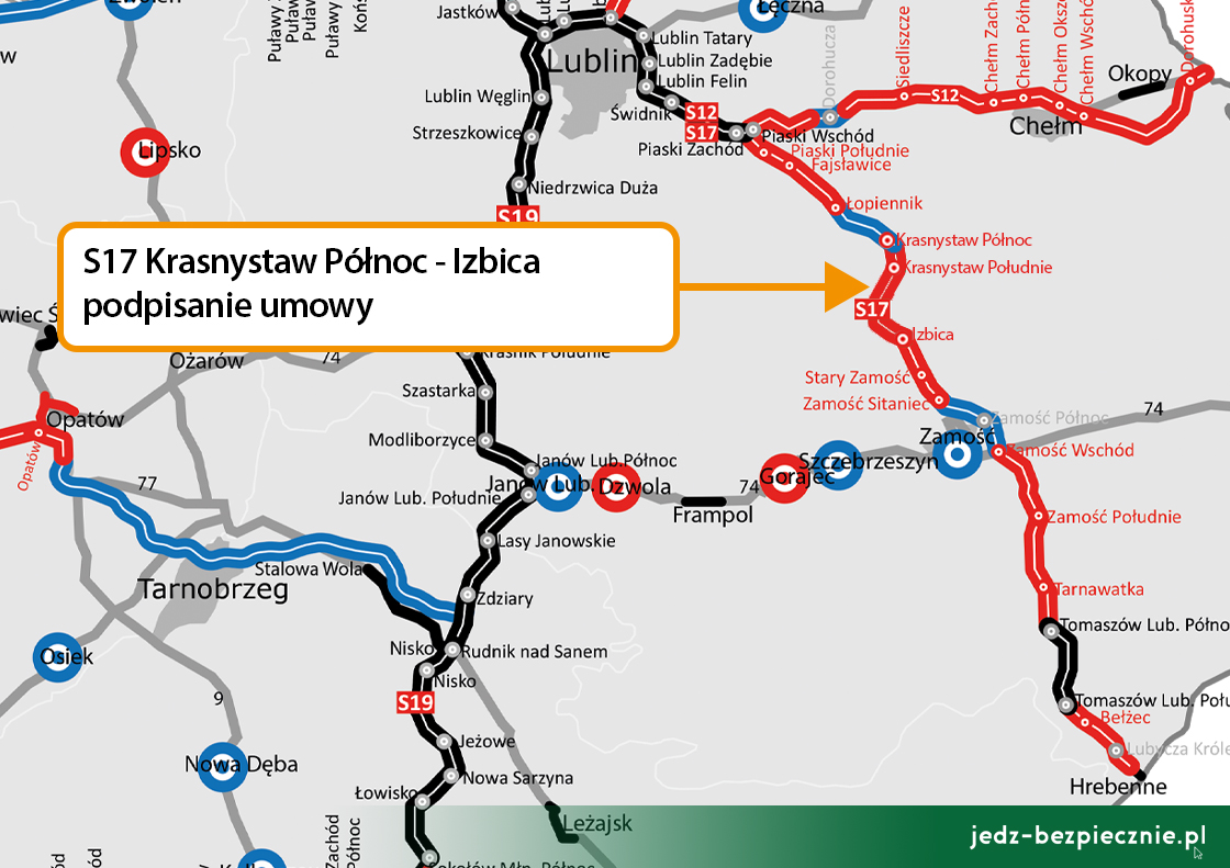 Polskie drogi - podpisanie umowy z wykonawcą S17 Krasnystaw Północ - Izbica, województwo lubelskie